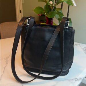 Coach vintage Black Leather Shoulder Tote with Dual Straps